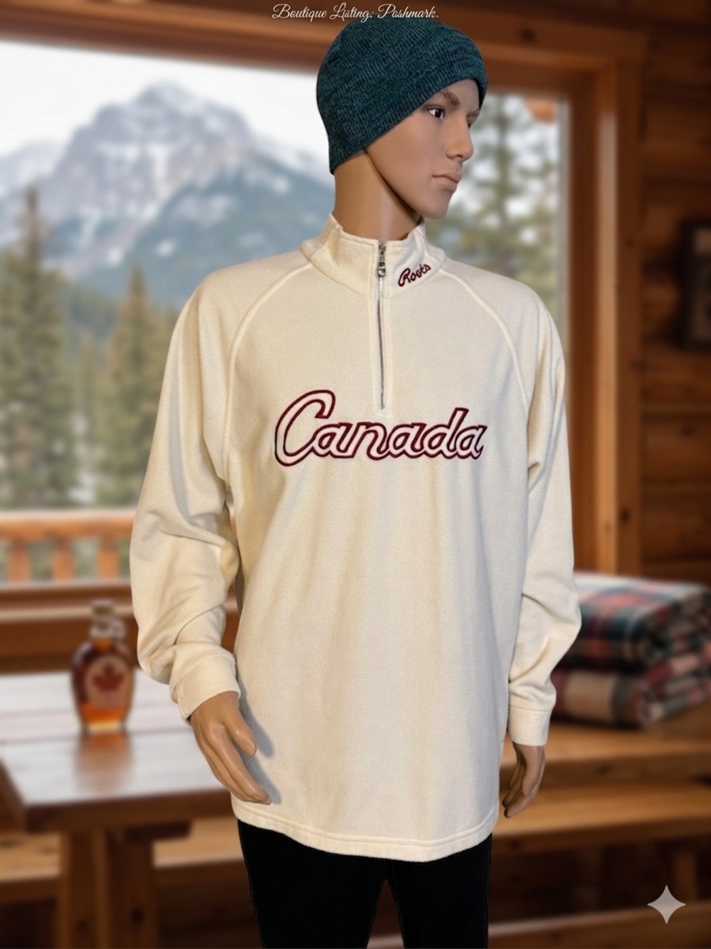 Men’s Vintage Roots 2002 Team Canada Olympic 
Quarter-Zip Pullover Size XXL